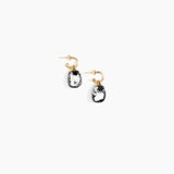 Dinosaur Designs Small River Rock Hoop Earrings in Black Marble Colour resin with Brass Hoop Material..