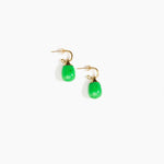 Dinosaur Designs Small River Rock Hoop Earrings in Leaf Colour resin with Brass Hoop Material..