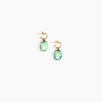 Dinosaur Designs Small River Rock Hoop Earrings in Moss Colour resin with Brass Hoop Material.