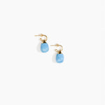 Dinosaur Designs Small River Rock Hoop Earrings in Sky Colour resin with Brass Hoop Material.