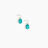 Dinosaur Designs Small River Rock Hoop Earrings in Lagoon Colour resin with Silver-Plated Brass Hoop Material.