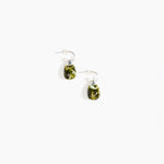 Dinosaur Designs Small River Rock Hoop Earrings in Malachite Colour resin with Silver-Plated Brass Hoop Material.