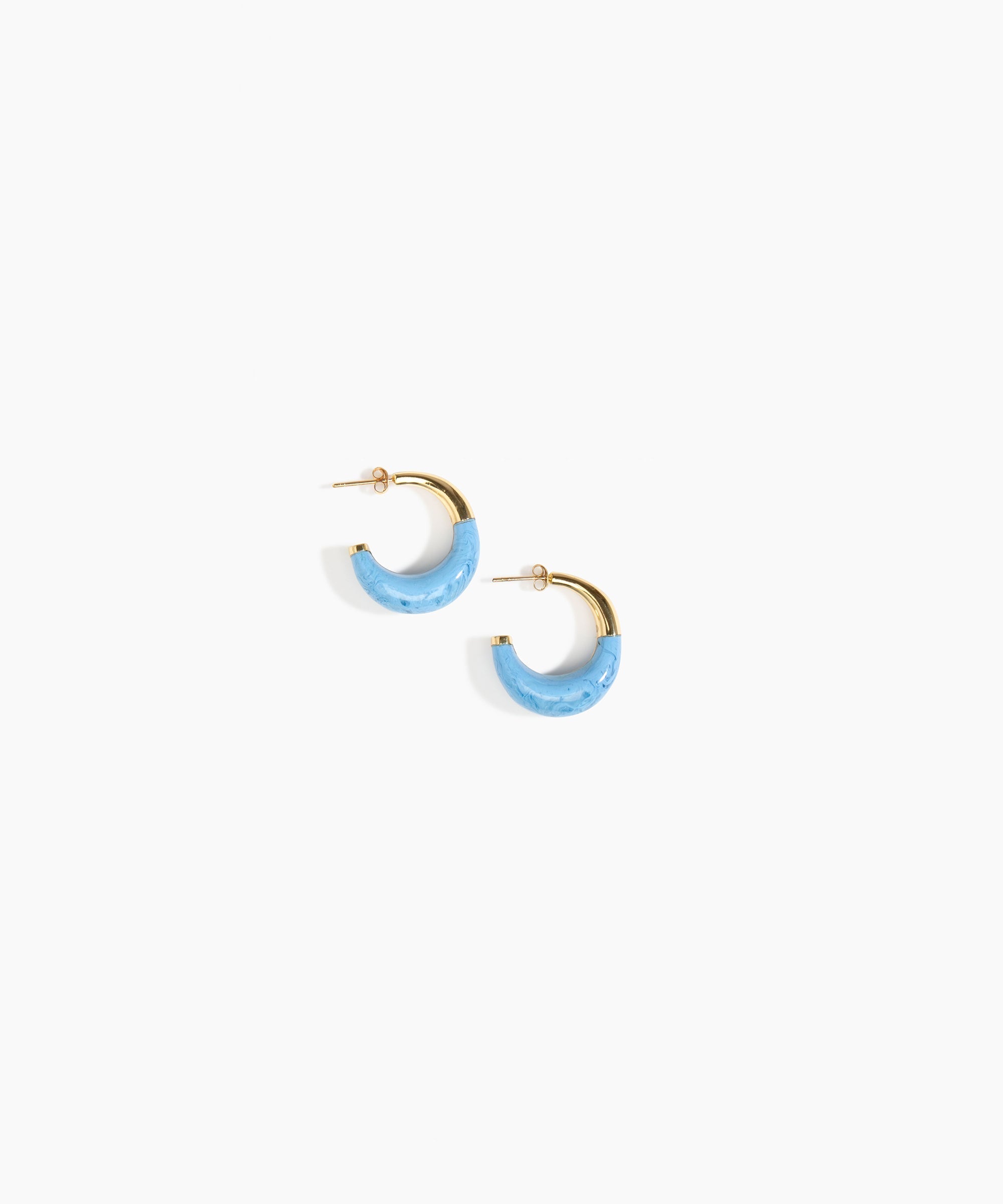 Dinosaur Designs Small Horn Earrings in Sky Colour resin with Nano-Coated Brass Material.