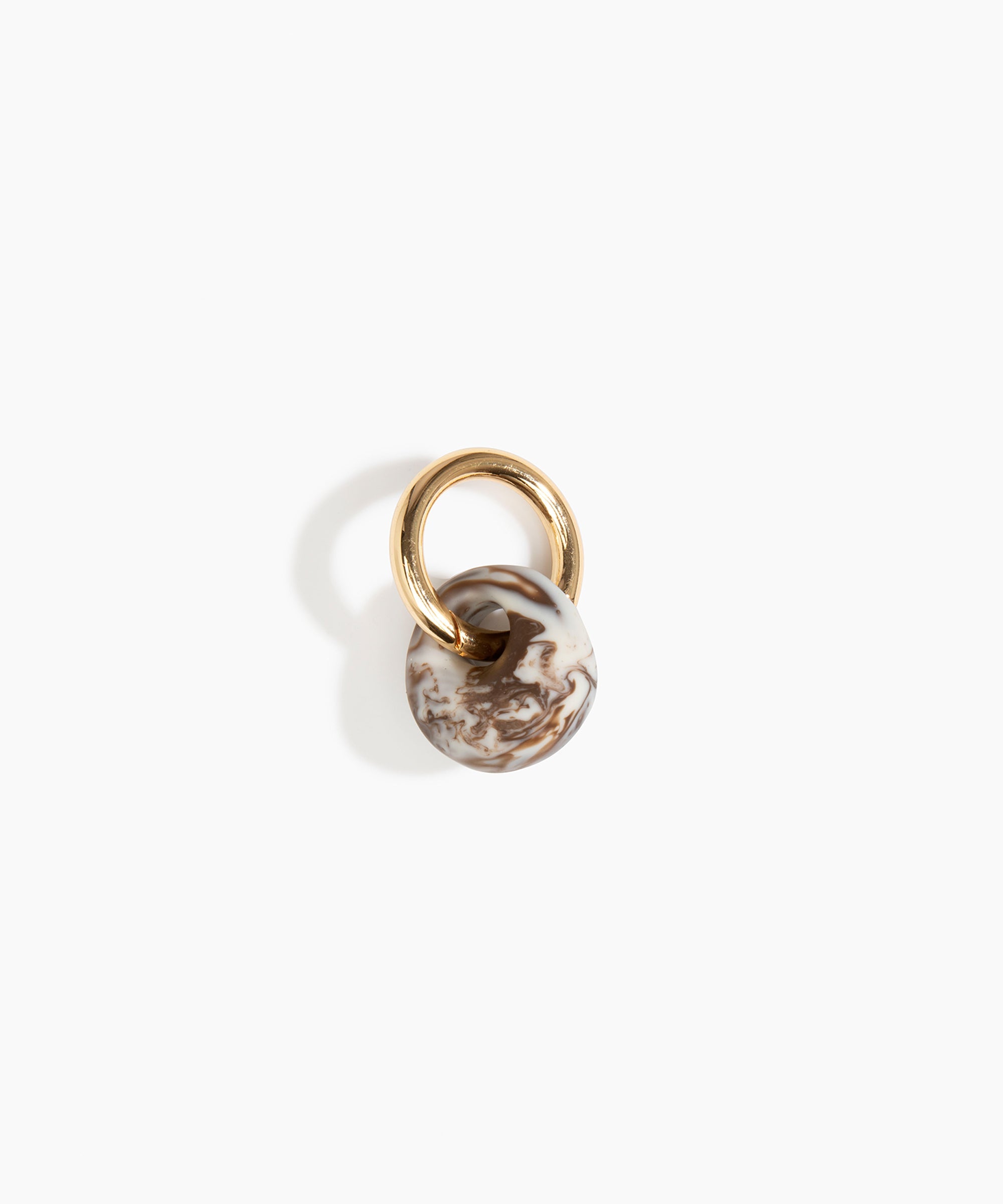 Dinosaur Designs Splash Keyring in Cappuccino Colour resin with Brass Metal..