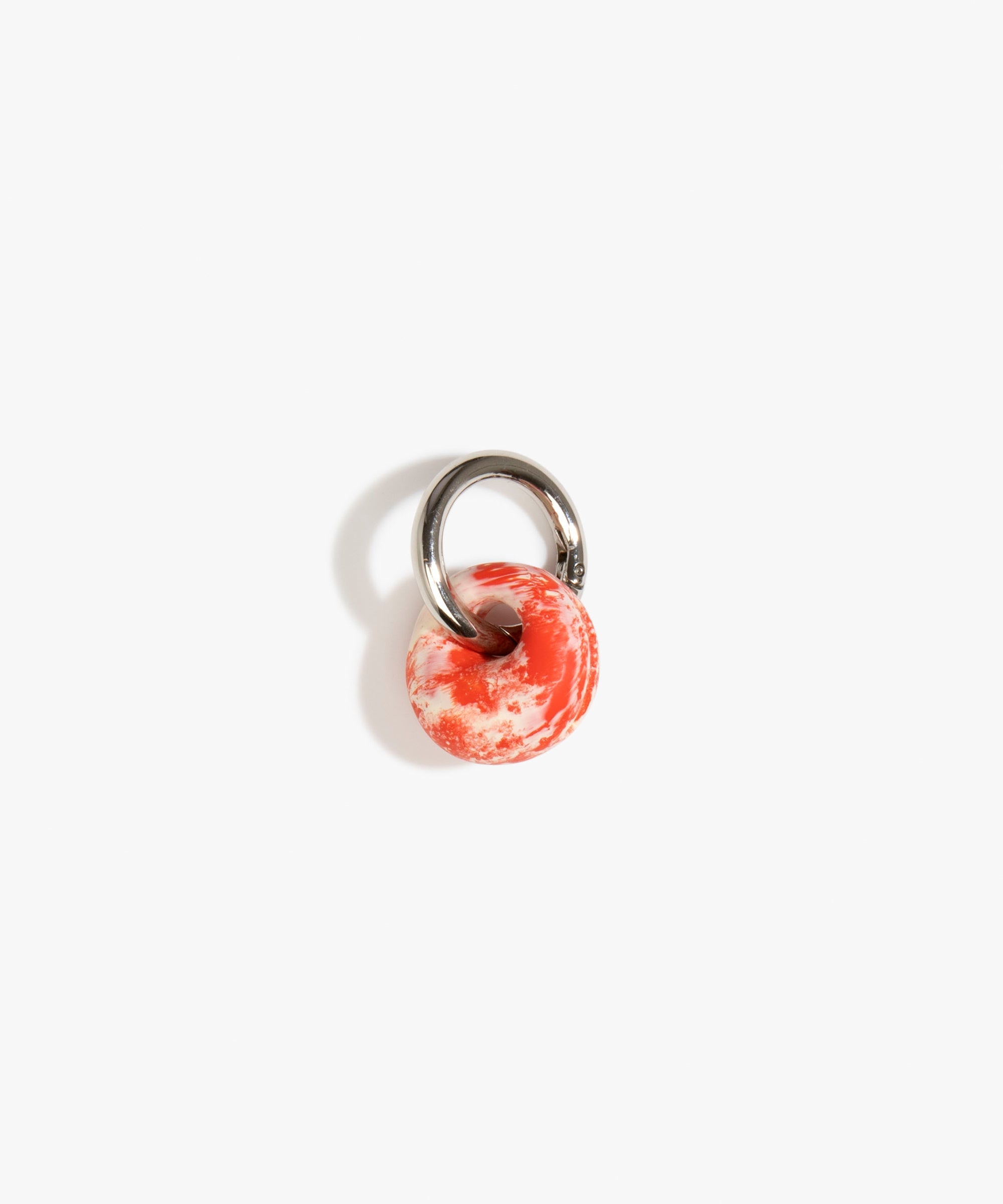 Dinosaur Designs Splash Keyring in Strawberry Colour resin with Gunmetal Metal..