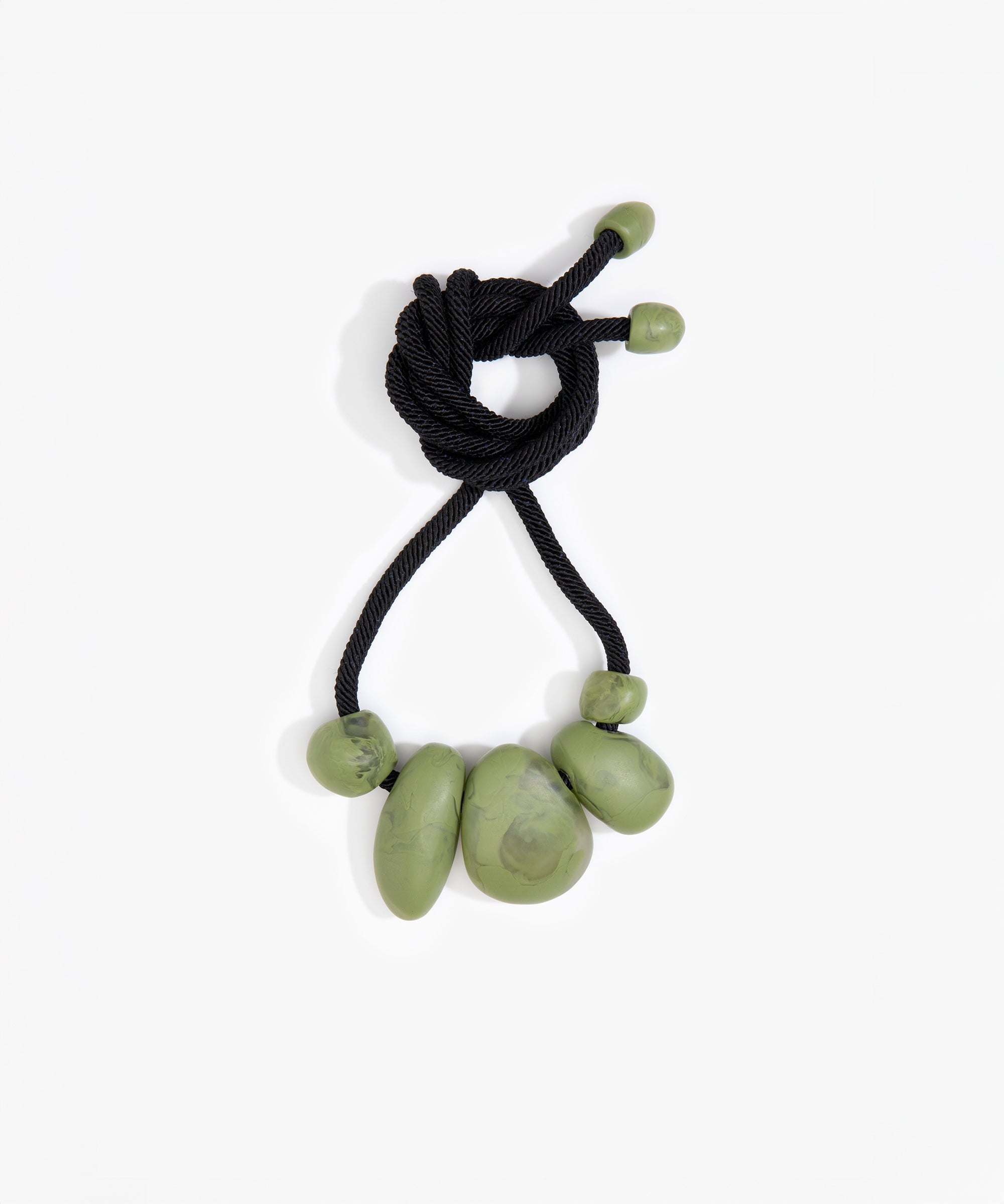 Dinosaur Designs Boulder Rock Necklace in Olive Colour resin.