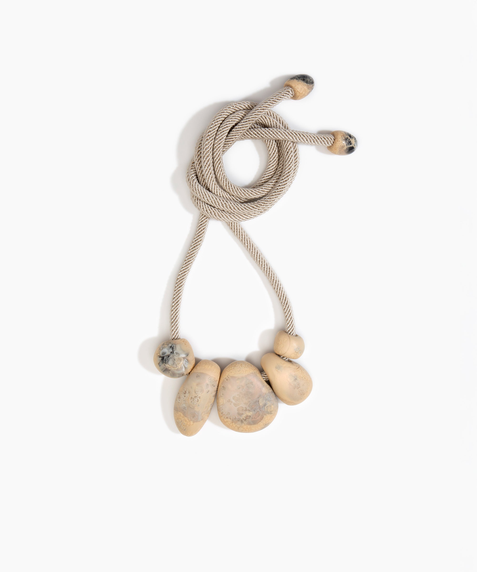 Dinosaur Designs Boulder Rock Necklace in Sandy Pearl color resin