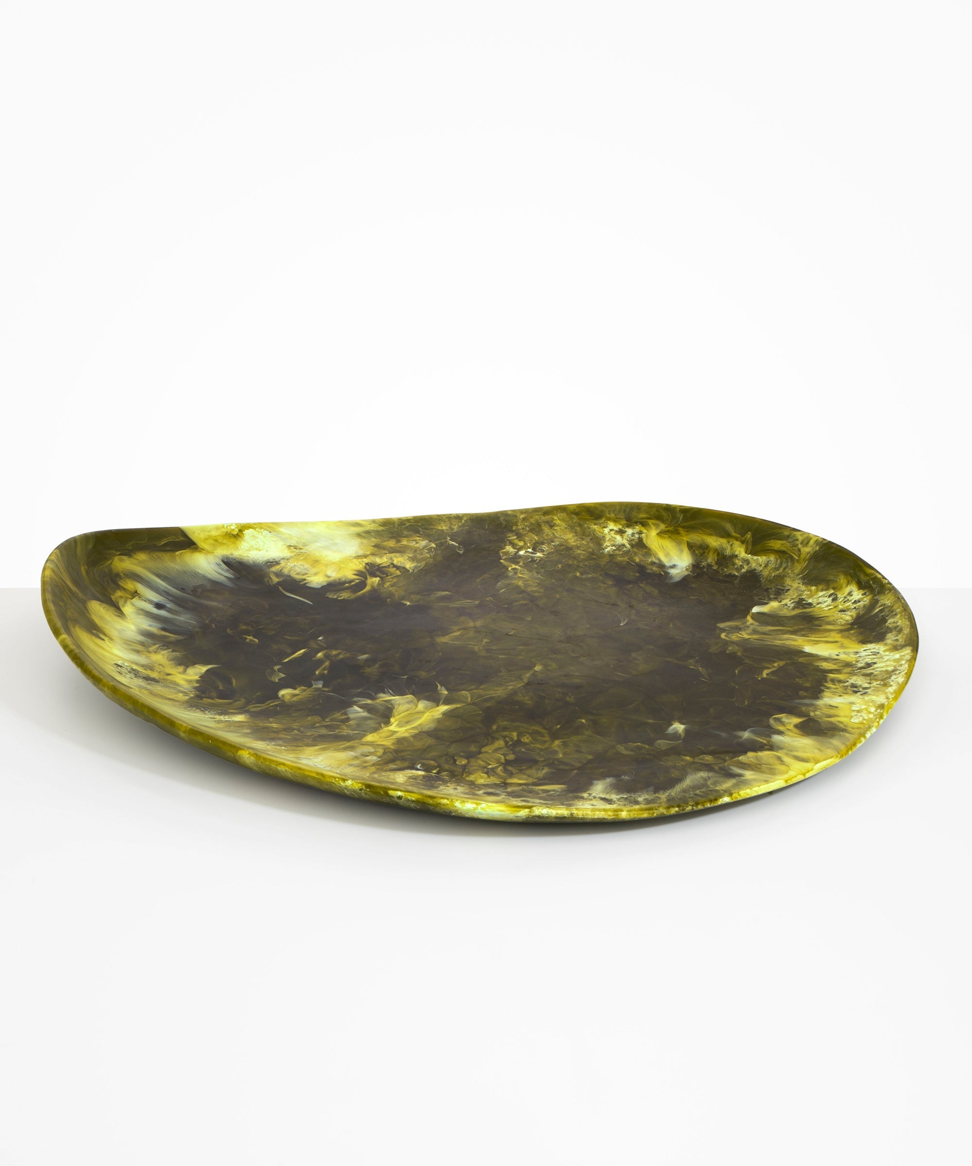 Dinosaur Designs Extra Large Modern Tribal Platter in Malachite Colour resin.