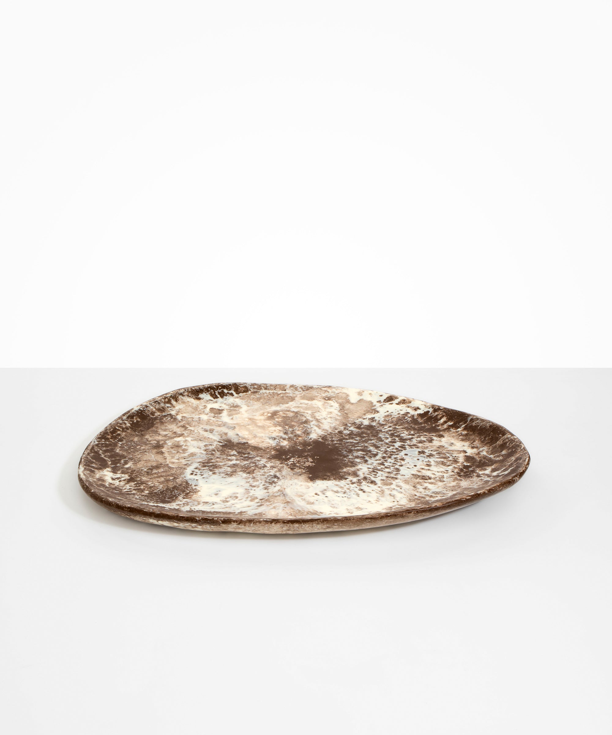 Dinosaur Designs Large Pebble Platter in Cappuccino Colour resin.