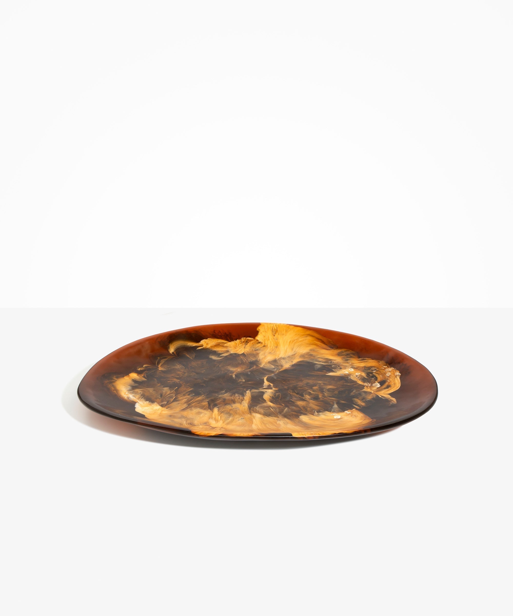 Dinosaur Designs Long Temple Platter in Dark Horn Colour resin.