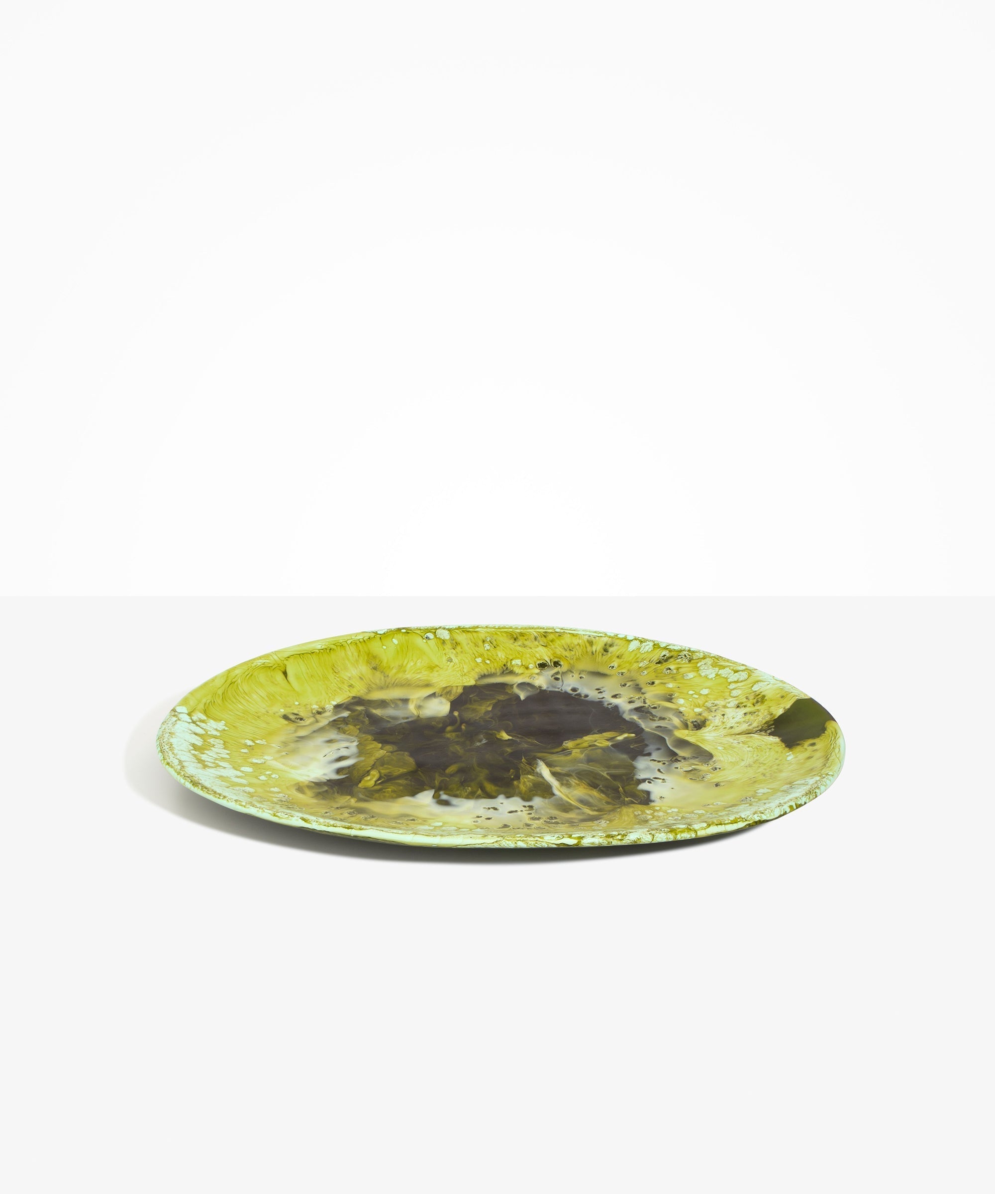 Dinosaur Designs Long Temple Platter in Malachite Colour resin.