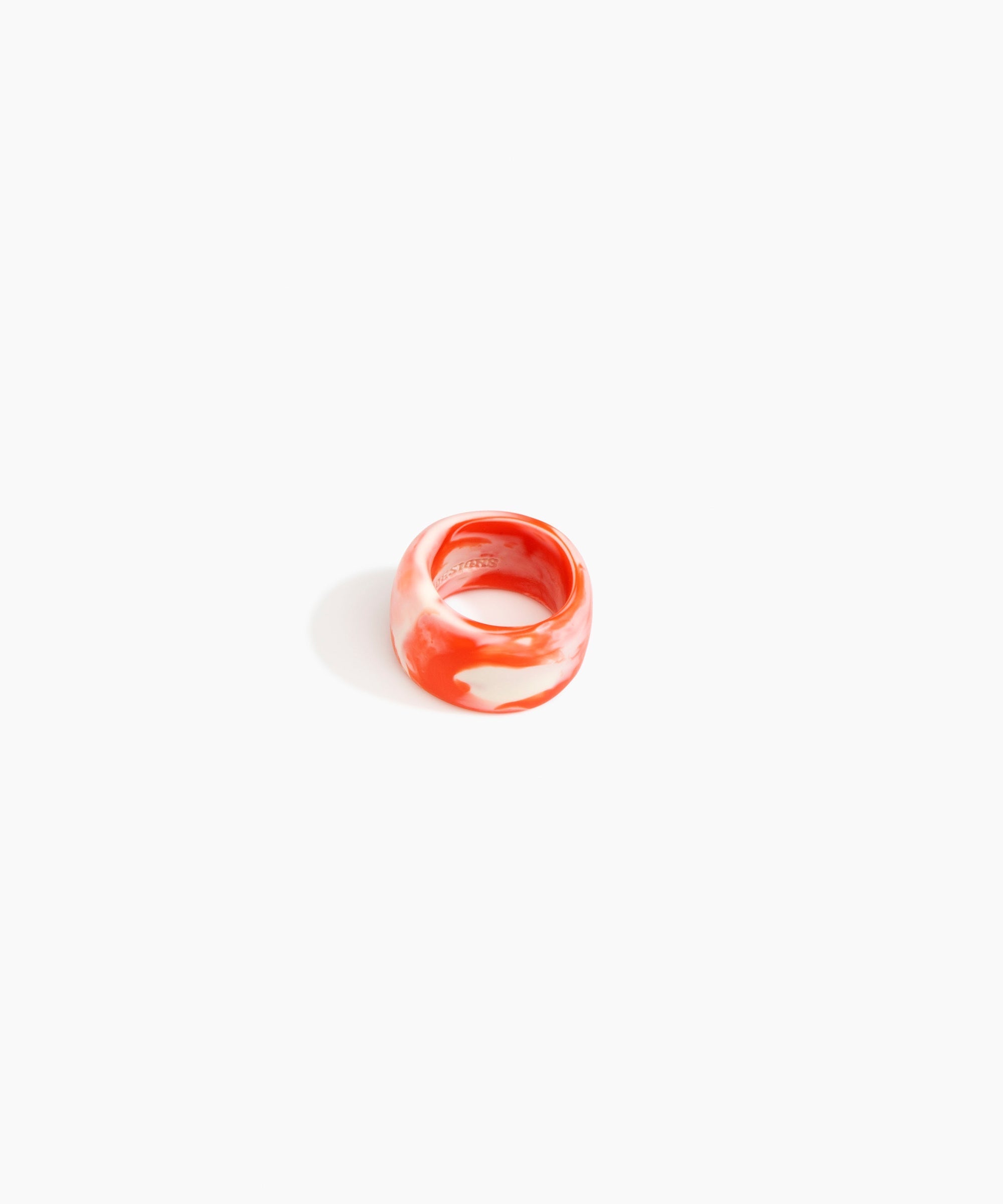 Dinosaur Designs Band Ring in Strawberry Colour resin with Wide Fit