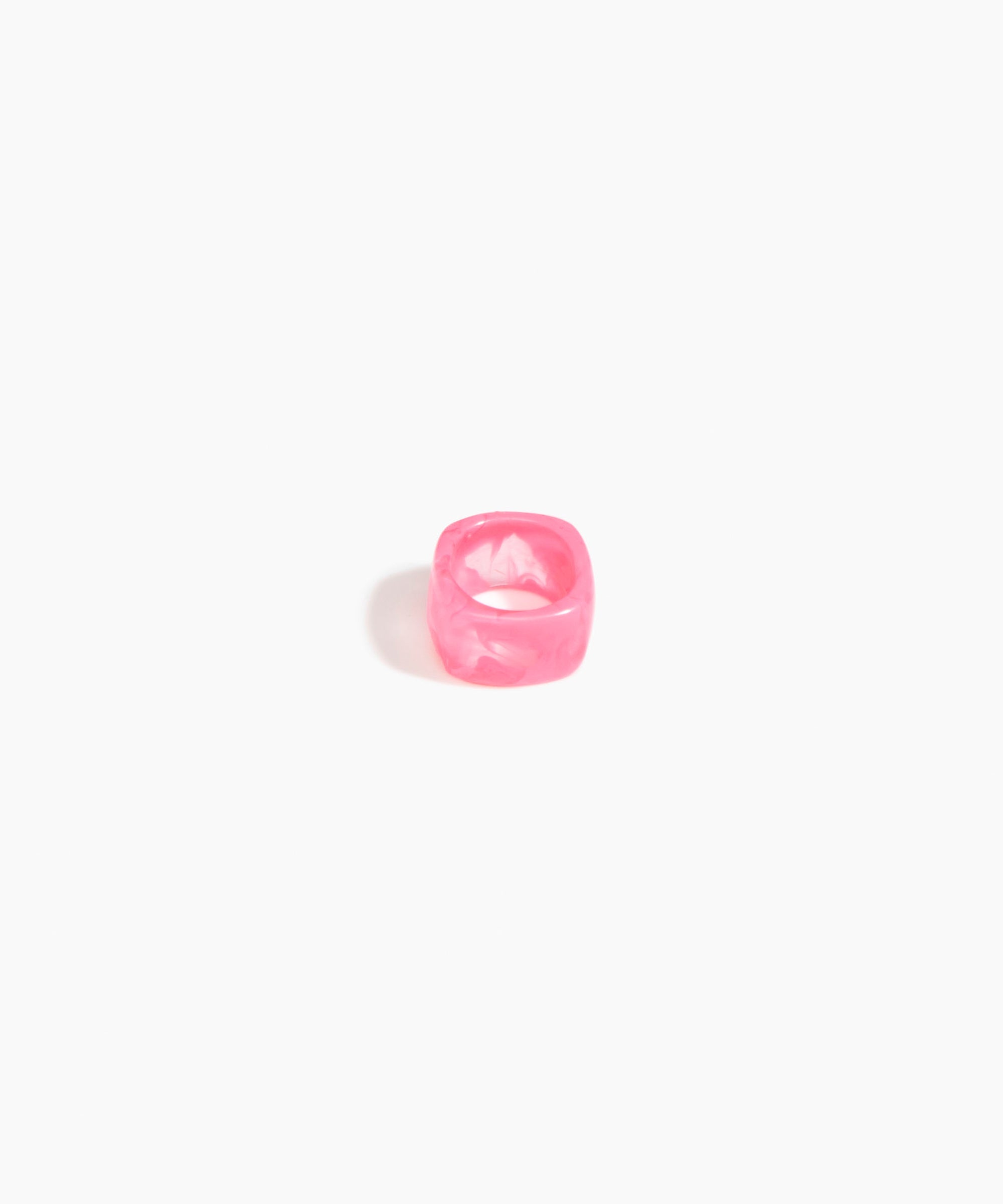 Dinosaur Designs Polished Cube Ring in Parakeet color resin with Regular Fit