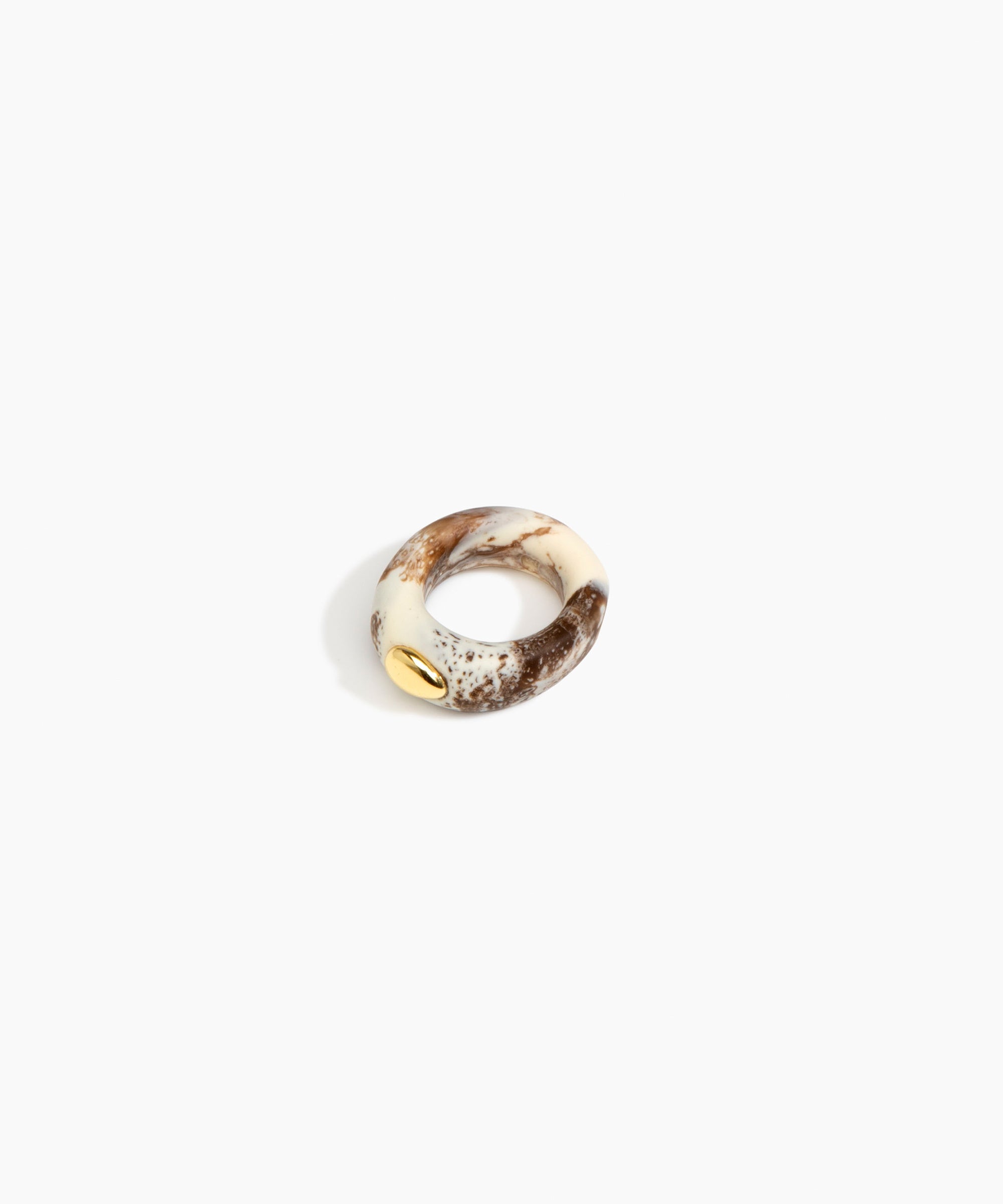 Dinosaur Designs Round Rock Ring in Cappuccino Colour resin.