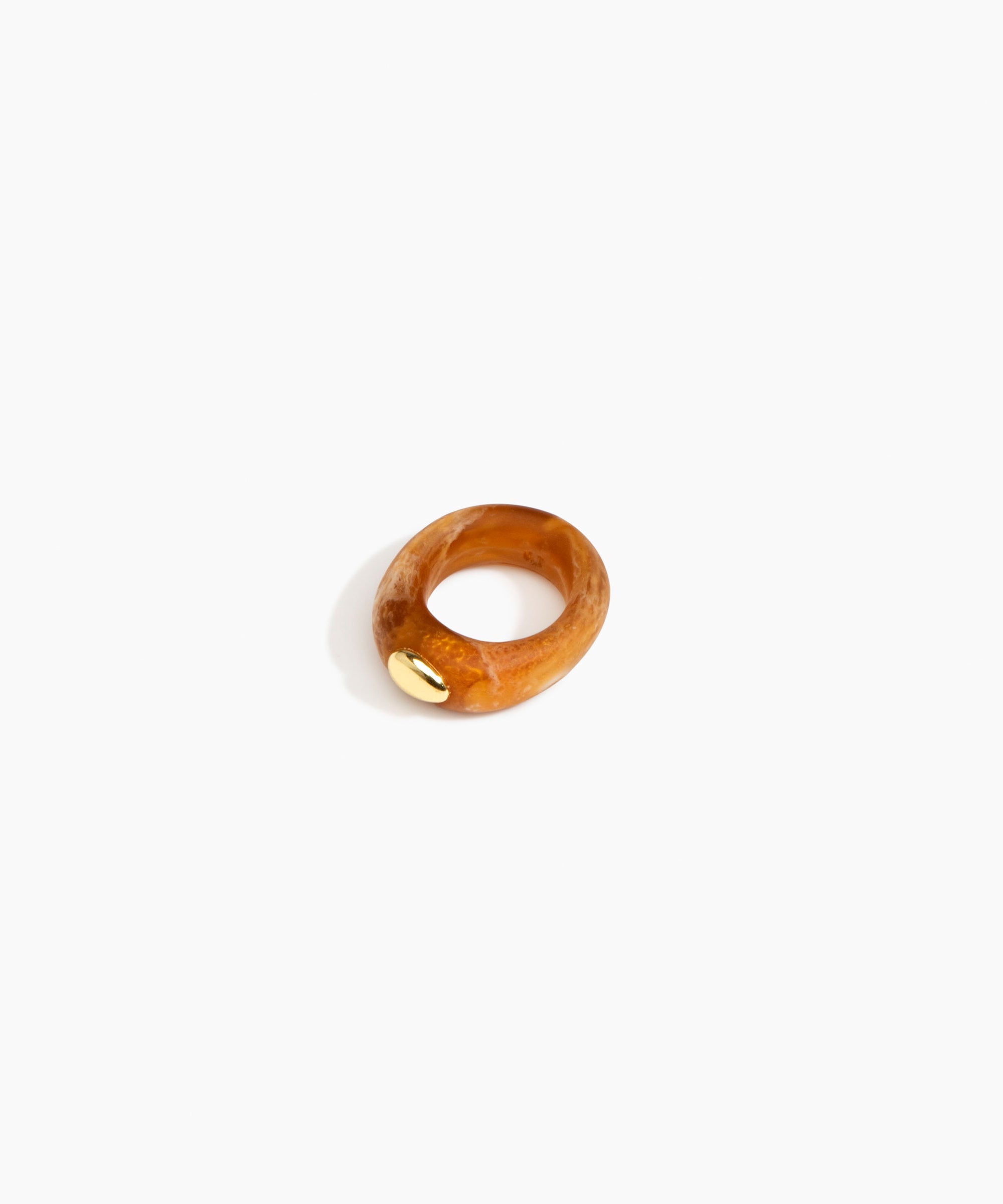 Dinosaur Designs Round Rock Ring in Dark Horn Colour resin