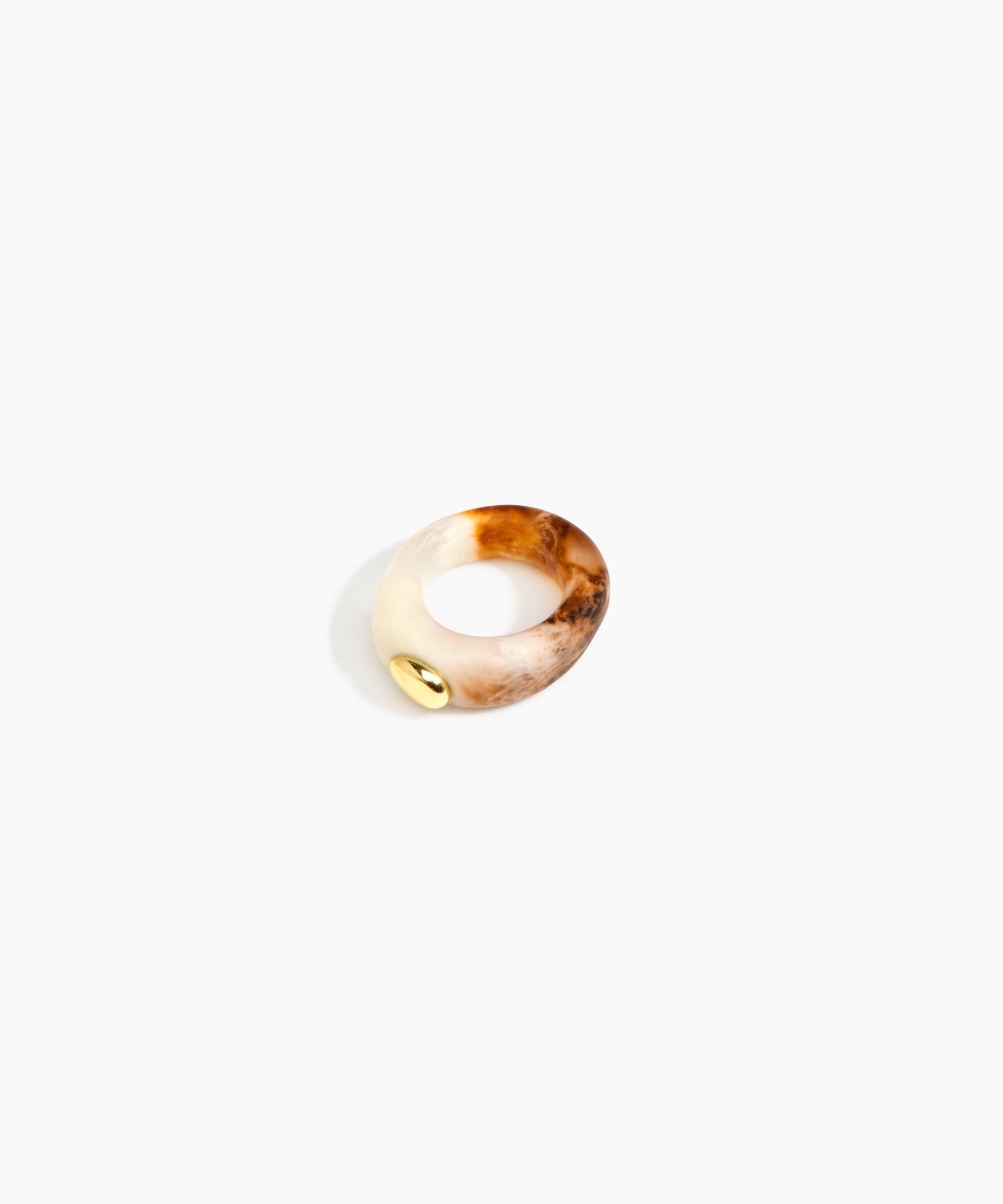 Dinosaur Designs Round Rock Ring in Light Horn Colour resin...