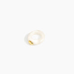Dinosaur Designs Round Rock Ring in Snow Swirl Colour resin.