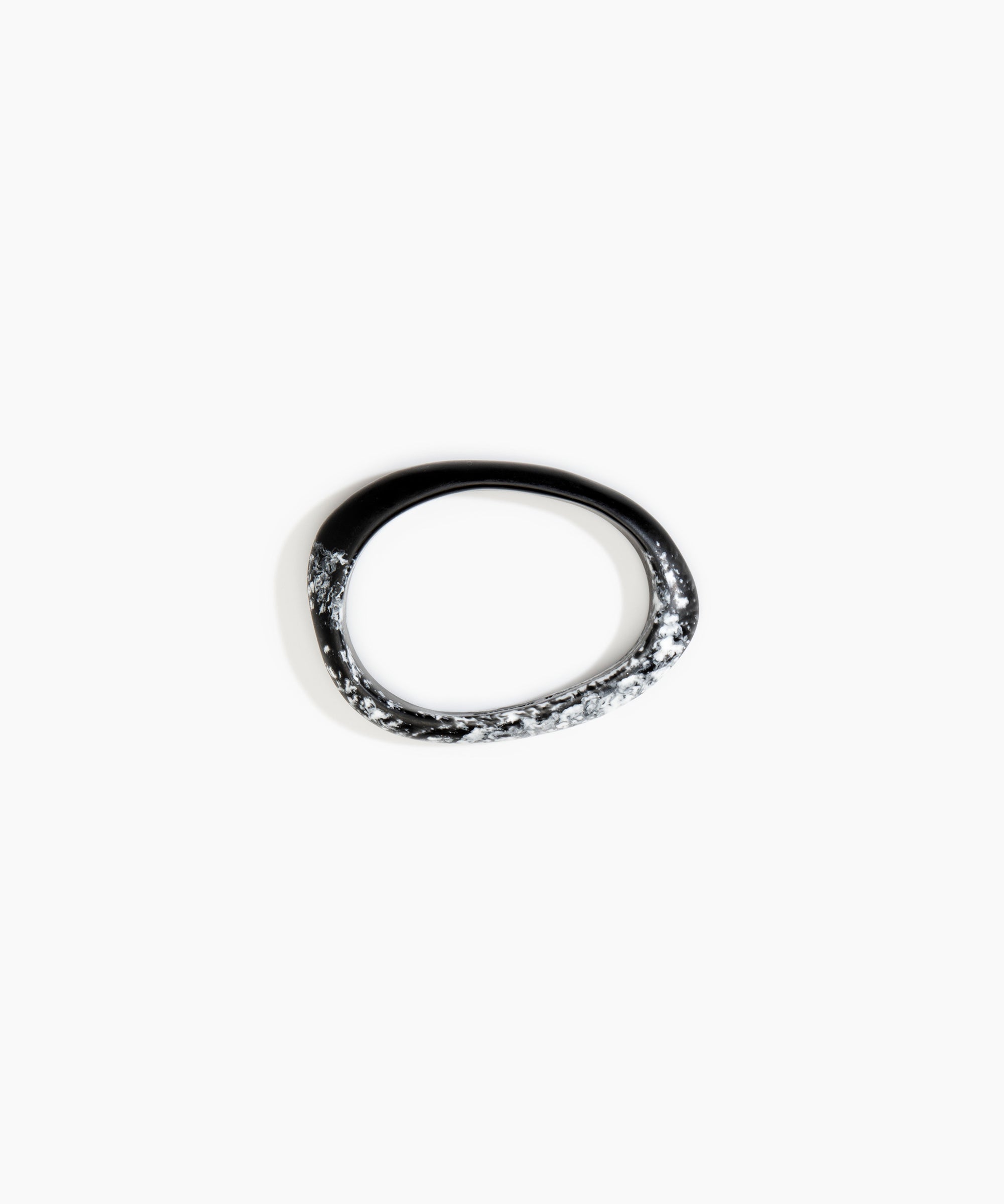 Dinosaur Designs Rock Wishbone Bangle in Black Marble Colour resin with Wide Fit..