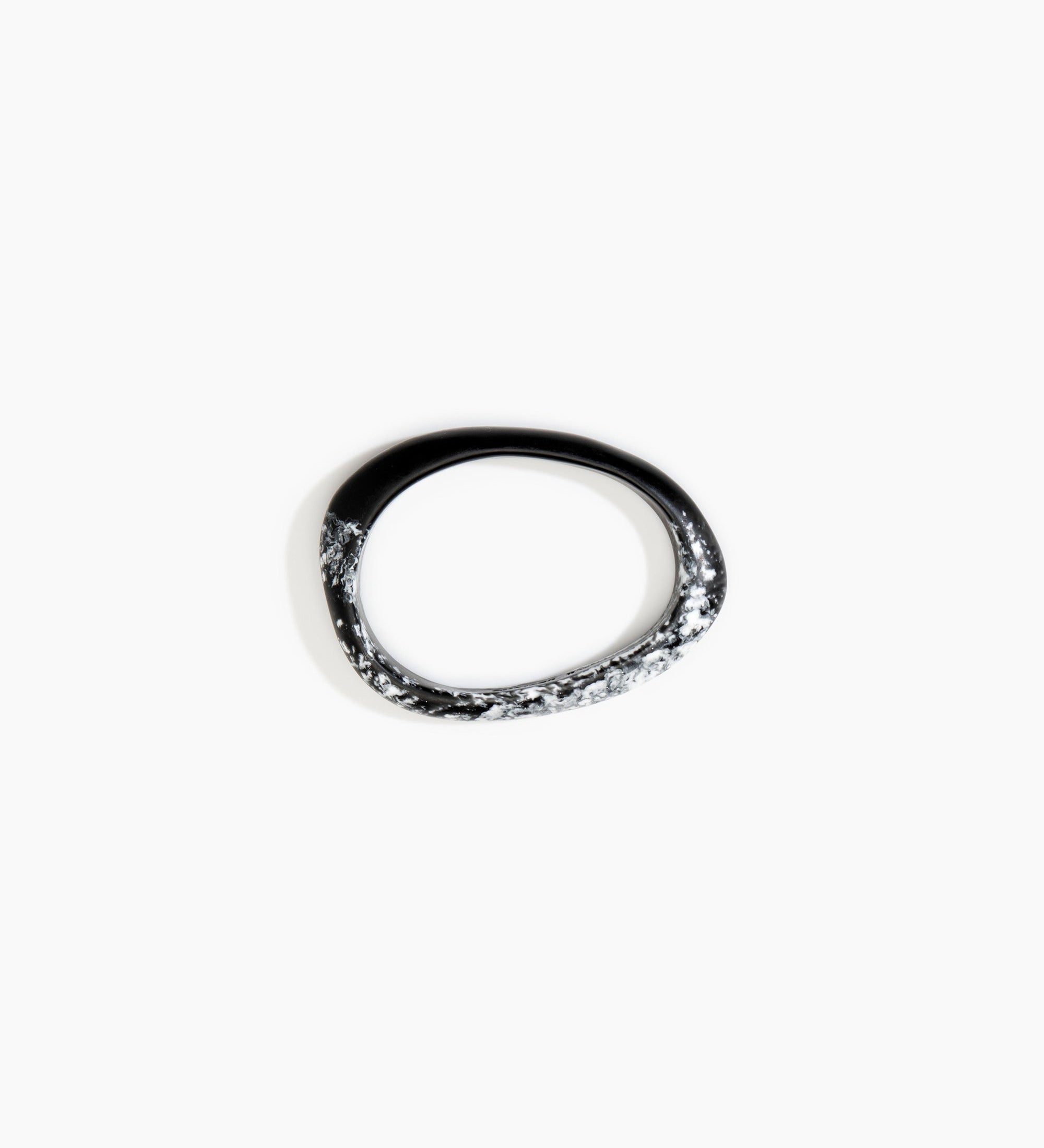 Dinosaur Designs Rock Wishbone Bangle Bracelets in Black Marble Colour resin with Wide Fit