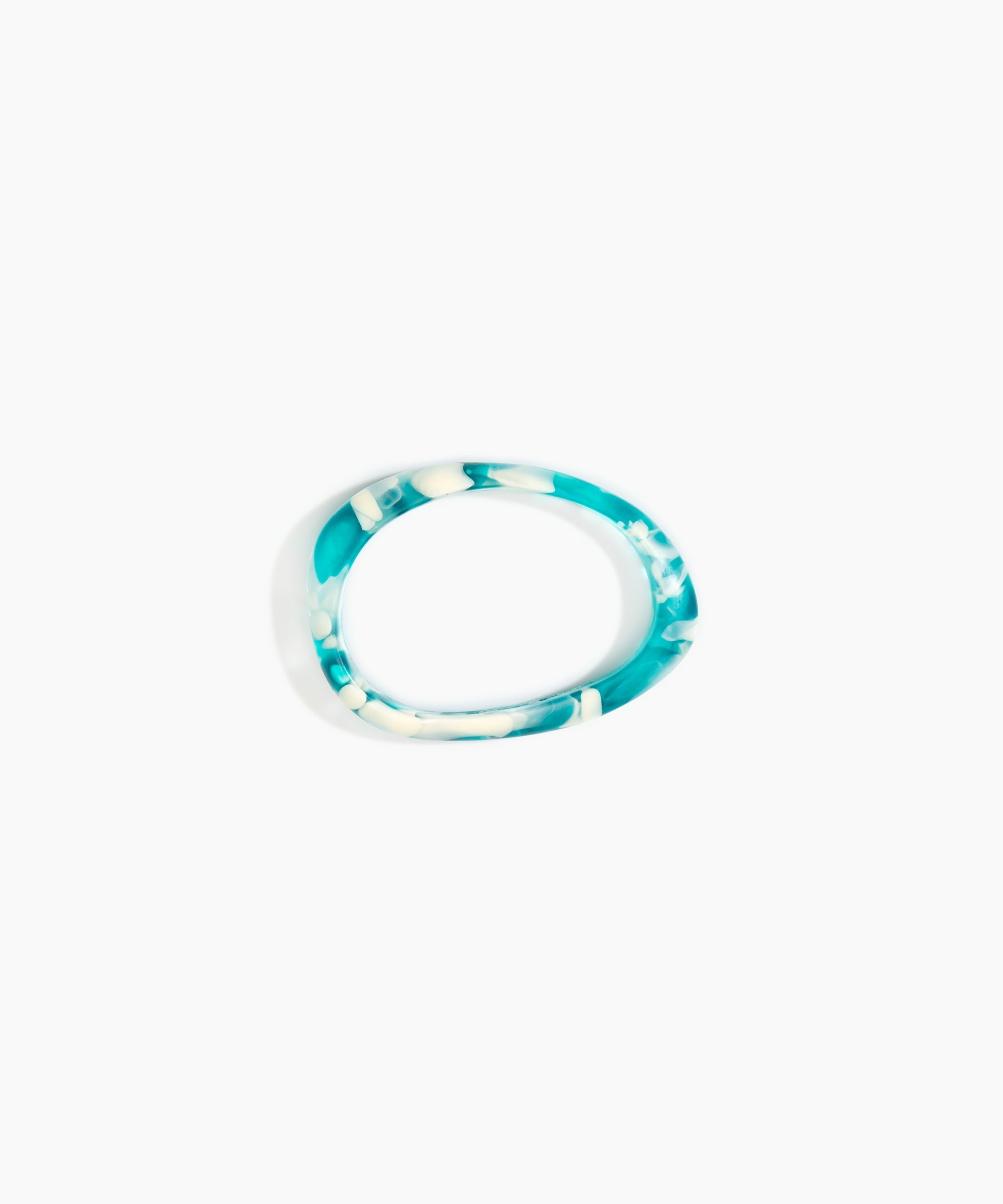 Dinosaur Designs Rock Wishbone Bangle in Lagoon Colour resin with Wide Fit..