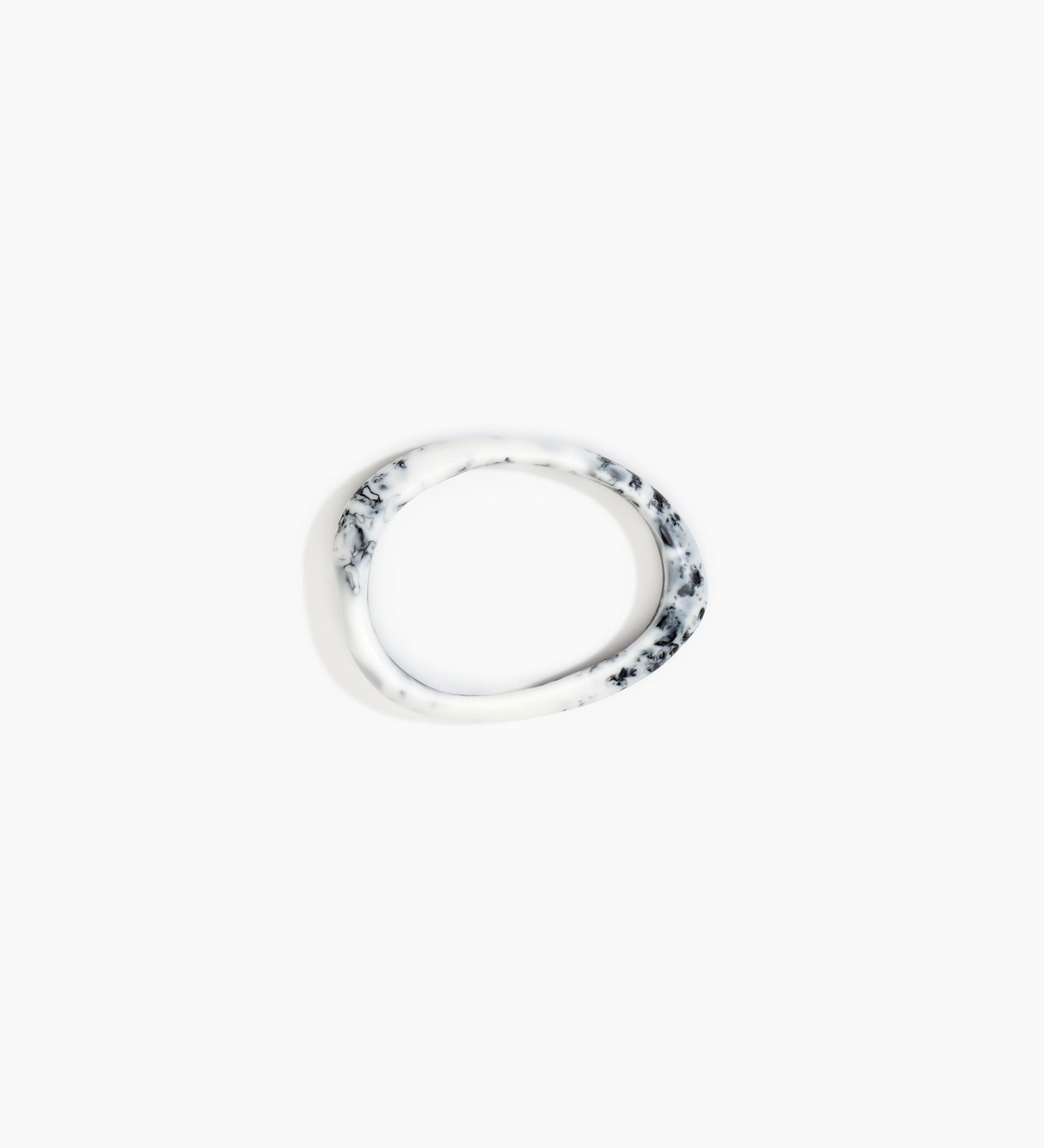 Dinosaur Designs Rock Wishbone Bangle Bracelets in White Marble Colour resin with Wide Fit