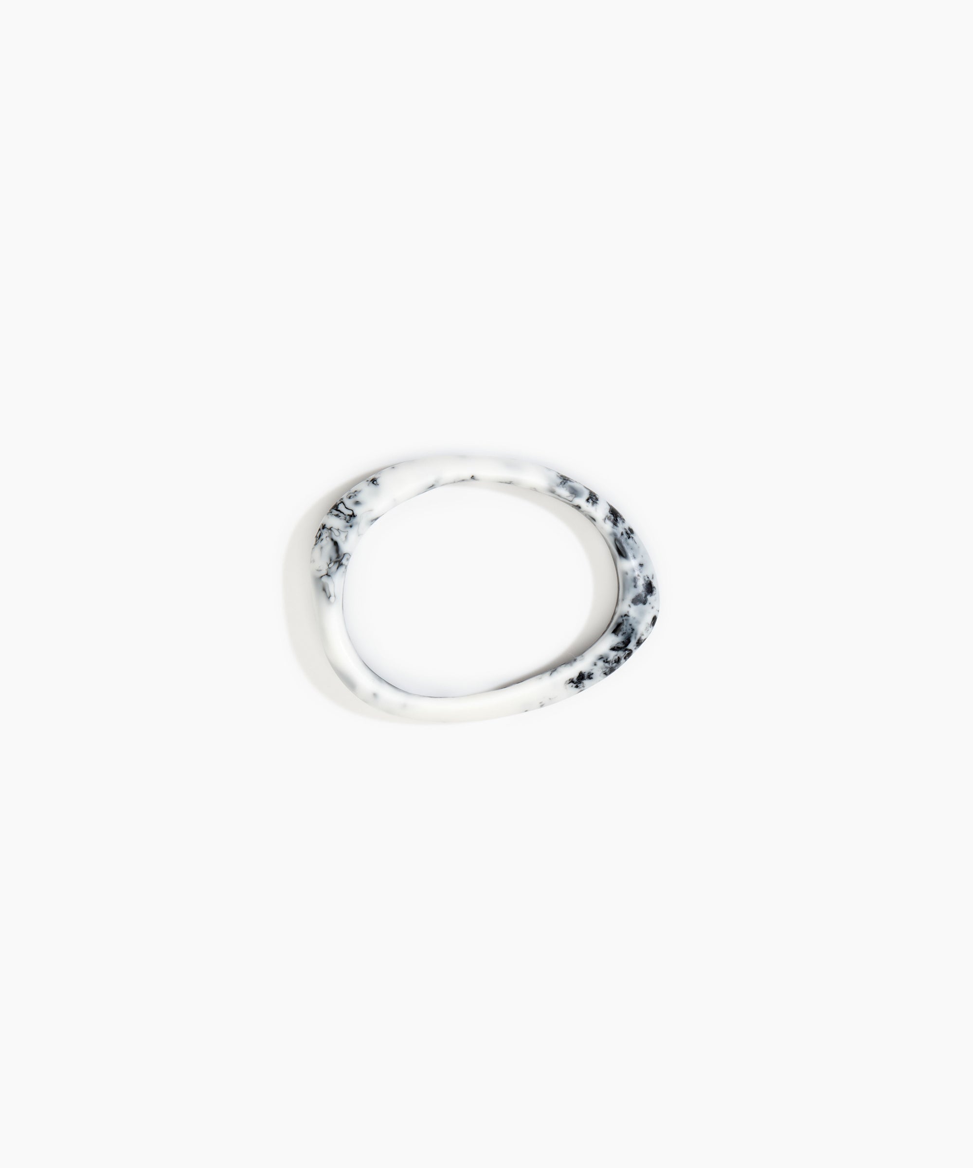 Dinosaur Designs Rock Wishbone Bangle Bracelets in White Marble Colour resin with Wide Fit