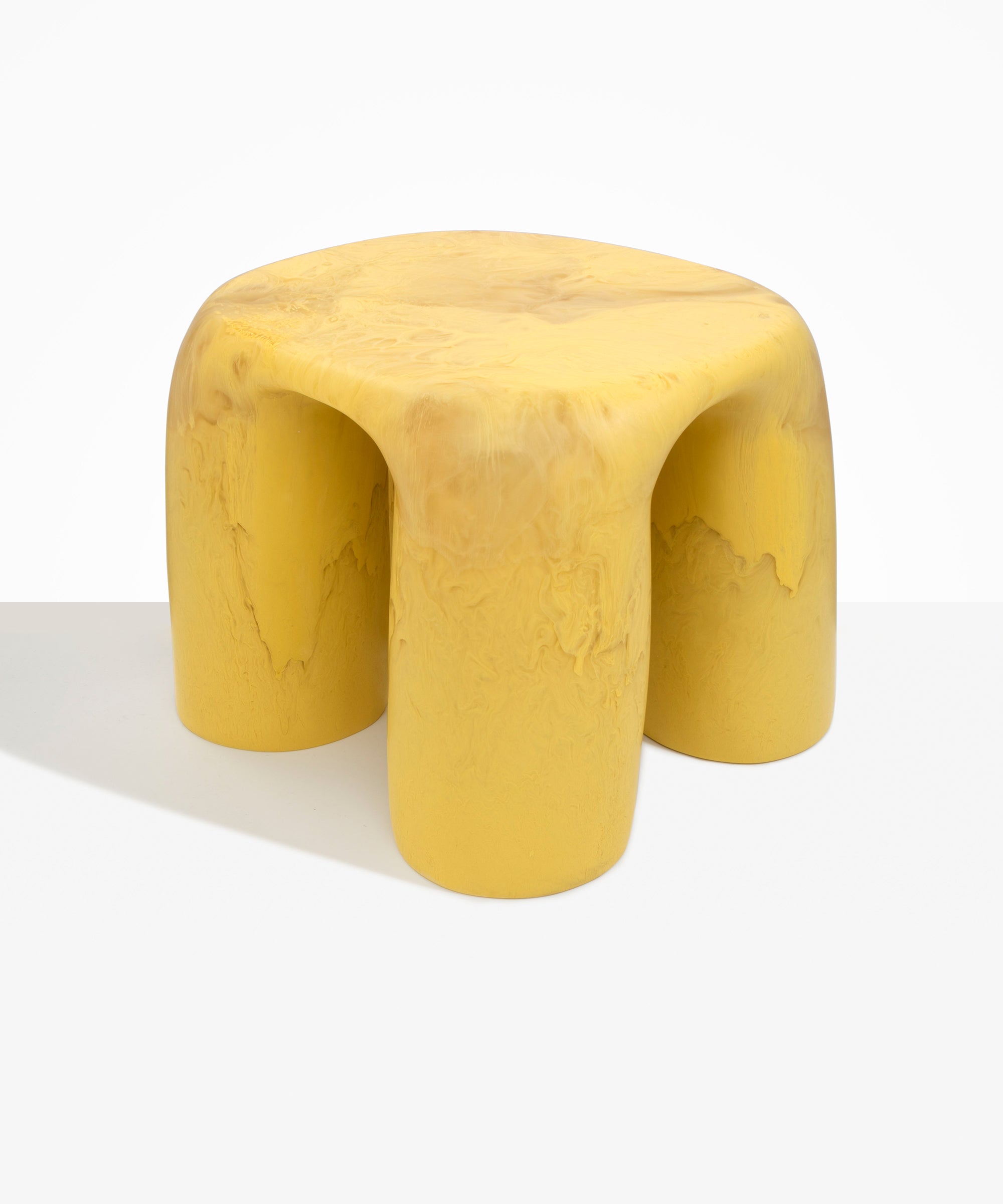 Dinosaur Designs 4 Leg Rock Tower Table in Pollen yellow colour resin