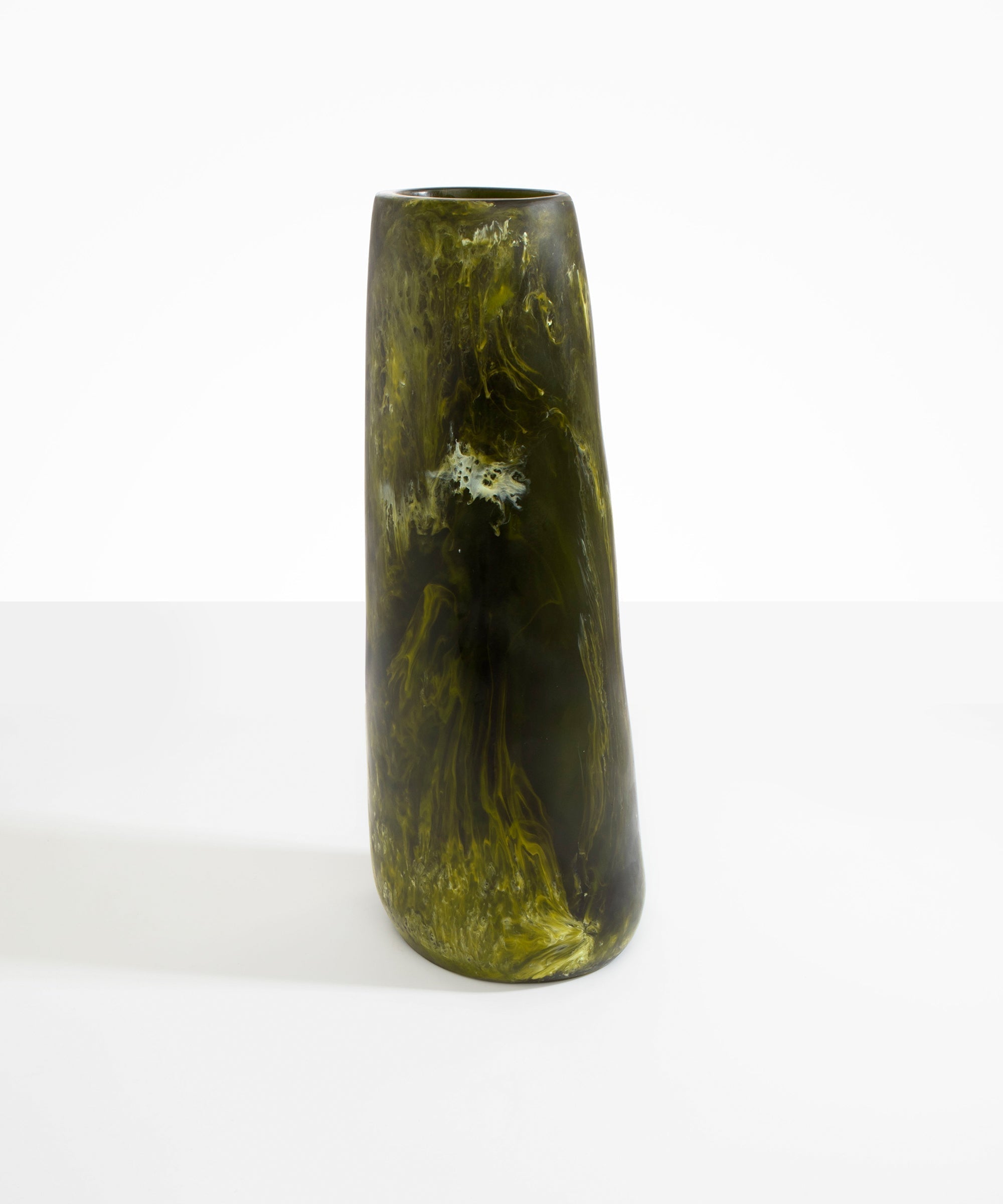 Dinosaur Designs Tall Pebble Vase in Malachite Colour resin.